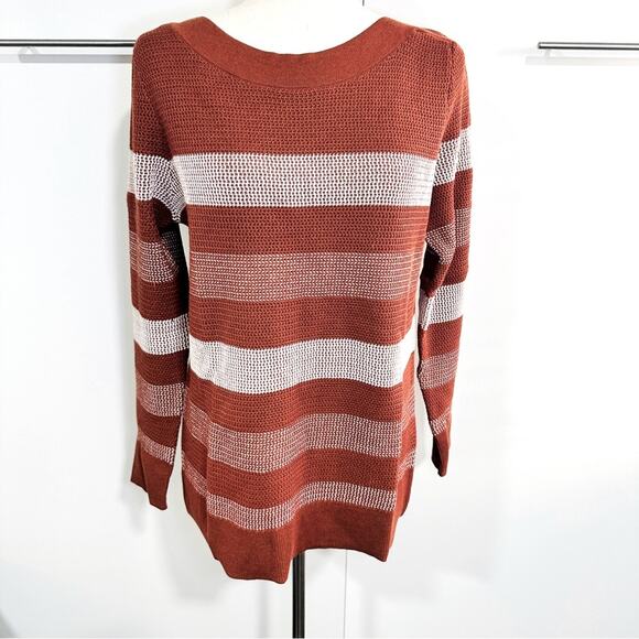 Market & Spruce Size Large Tawnee Cotton Waffle Stitch Sweater Neutral Layering - Picture 2 of 15